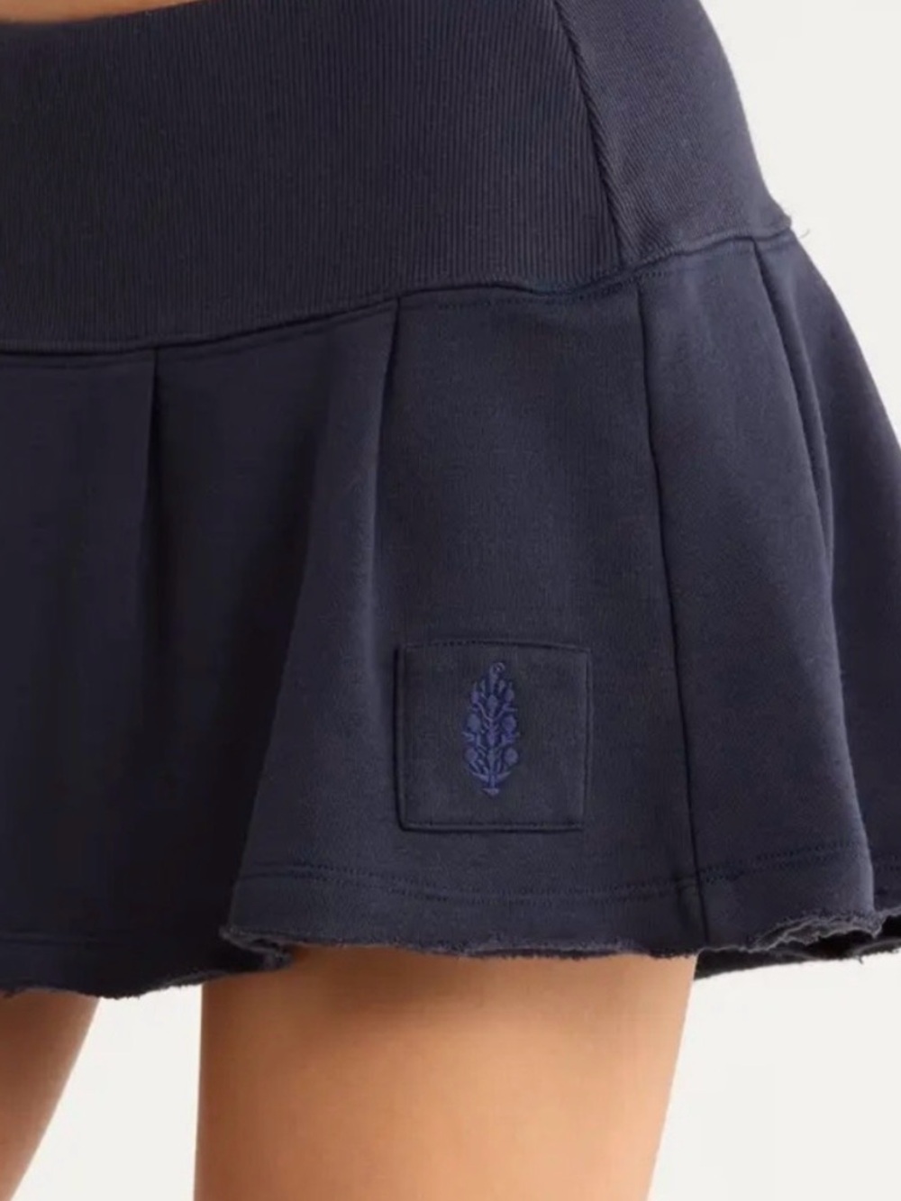 FP Movement by Free People Sprint to the Finish Cotton Navy Blue Miniskirt Large